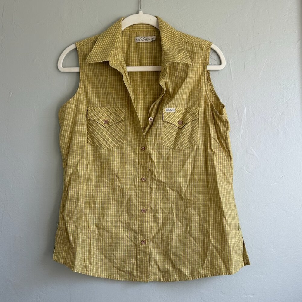 Rockies Vintage Western Sleeveless Button-Down Shirt